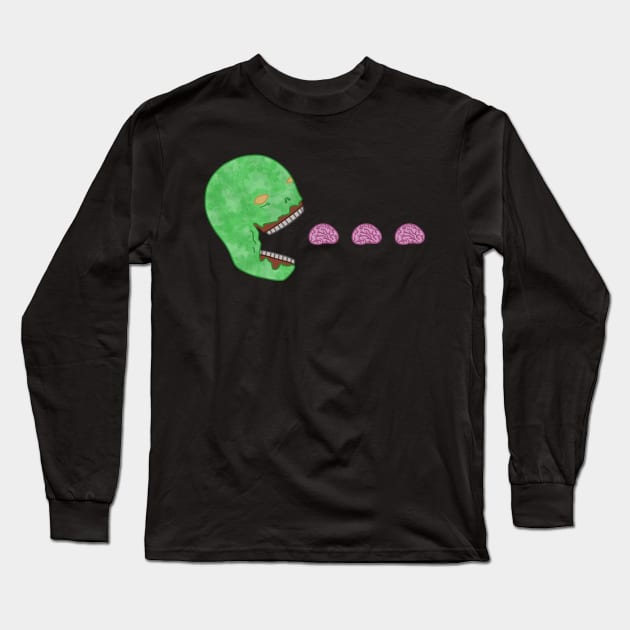 Halloween Pac-Man Zombie Long Sleeve T-Shirt by inatorinator